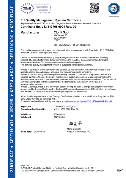 EU Quality Management System Certificate